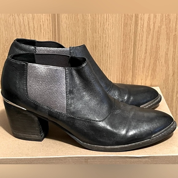 Anthropologie Silent D Barrow Black and Silver Metallic Booties - Picture 1 of 16